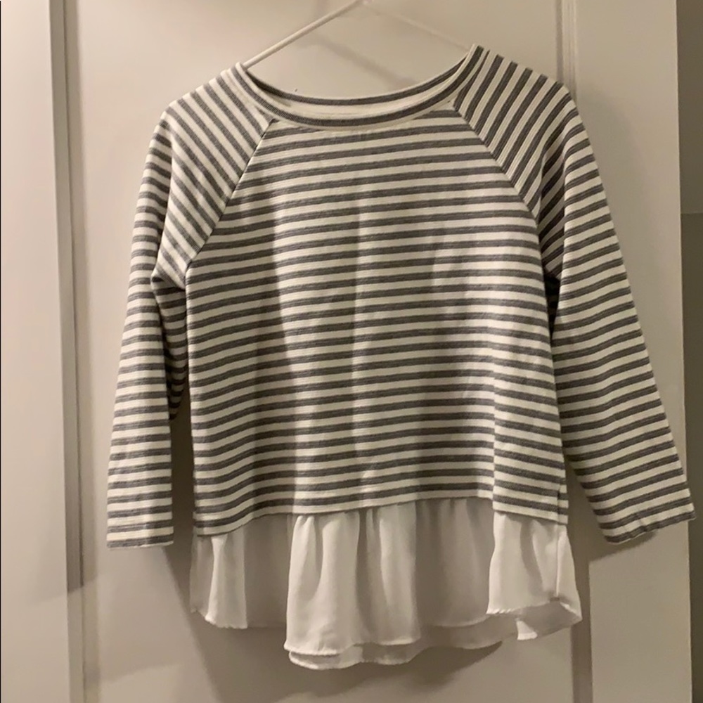 Mixed media striped tee